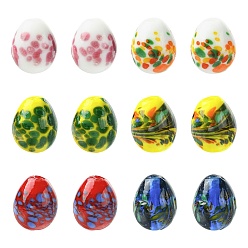 Mixed Color 18Pcs 6 Colors Handmade Lampwork Beads Strands, Dinosaur Egg, Mixed Color, 16.5x13.5mm, Hole: 1.4mm, 3pcs/color