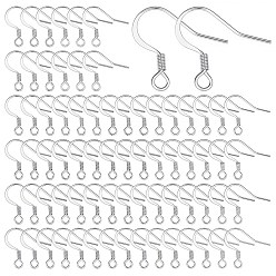 Нержавеющая Сталь Цвет 100шт 304 французские серьги из нержавеющей стали, плоские крючки для серег, провод уха, с горизонтальной петлей, цвет нержавеющей стали, 14x17x2 мм, отверстие : 2 мм, 21 датчик, штифты : 0.7 мм