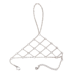 Платина Латунные кабельные цепи кольца браслеты для женщин, с сердцем 201 подвески из нержавеющей стали и латунные соединительные подвески, платина, 6-3/8 дюйм (16.1 см)