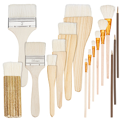Mixed Color Wool Clay Paint Brush, with Wood Handle, Mixed Color, 135~218x10~72x6~13mm