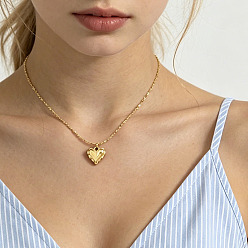 Golden 304 Stainless Steel Pendant Necklaces for Women, Heart, Golden, 15.75 inch(40cm)