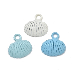 Mixed Color Spray Painted Alloy Pendants, Shell Shape Charms, Mixed Color, 18x16.5x5mm, Hole: 3mm