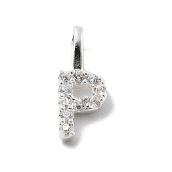 Letter P 925 серебро 925 пробы с подвесками из циркония, буквы, Письмо P, 10x4x1.5 мм, отверстие : 2.5x1.5 мм