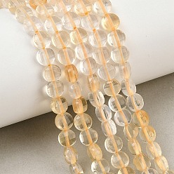 Lemon Quartz Natural Lemon Quartz(Heated) Beads Strands, Flat Round, Faceted, 6x4mm, Hole: 0.6mm, about 71pcs/strand, 15.43''(39.2cm)