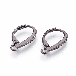 Черный Цвет Металла Латунь микро проложить кубические цифры на основе двуокиси циркония, с петлей, прозрачные, металлический черный , 17x11x1.5 мм, отверстие : 1.5 мм