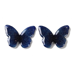 Dark Blue Trsnaprent Epoxy Resin Pendants, Butterfly Charms, with Glitter Powder, Dark Blue, 22x29.5x3mm, Hole: 1.2mm