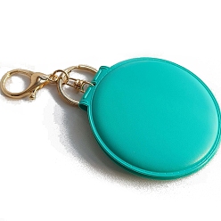 Темно-бирюзовый Зеркальные брелки из искусственной кожи, плоско-круглые, темные бирюзовый, 8 см