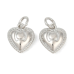 Платина Латунные подвески, сердце прелести, с целью перехода в кольце, без кадмия и без свинца, стойки покрытие, долговечный, платина, 11x10x4.5 мм, отверстие : 3.2 мм
