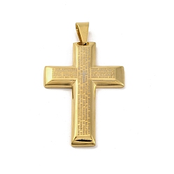 Золотой Вакуумное покрытие pvd 304 большие подвески из нержавеющей стали, подвески для сообщений, крест очарование, религия, золотые, 60x41x4.5 мм, отверстие : 6x10 мм