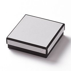 White Cardboard Jewelry Boxes, with Sponge Inside, for Jewelry Gift Packaging, Square, White, 9x9x2.9cm