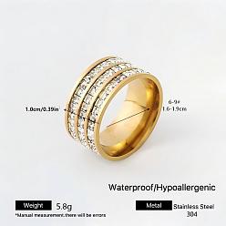 Golden 304 Stainless Steel Finger Rings for Women, Golden, 10mm, US Size 6(16.5mm)