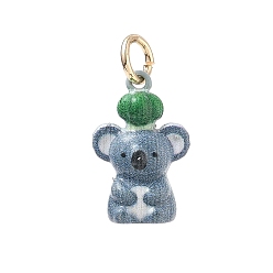 Koala Laiton émail pendentifs, or, charmes de koala, 18x12x7.5mm, Trou: 4mm