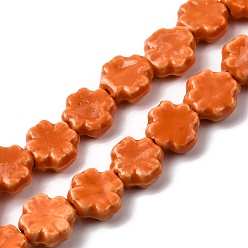 Помидор Фарфора ручной работы бисер нитей, клевер, яркие глазированный фарфор, помидор, 11~12.5x11~12x4.5~5 мм, отверстие : 1.4 мм, около 35 шт / нитка, 15.55'' (39.5 см)