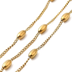 Золотой Ионное покрытие (ip) 304 звено цепи из нержавеющей стали, бордюрные цепочки с овальными бусинами, несварные, с катушкой, золотые, 7.5x4 мм, 2x1.5x1 мм