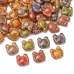 Crabe Perles lampwork, perles au chalumeau, faits à la main, métal doré enlaça, crabe, 12.5x13.5x6.5mm, Trou: 1mm