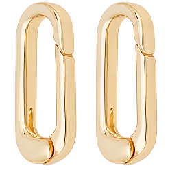 Настоящее золото 18K 2шт. латунные пружинные кольца-затворы, реальный 18 k позолоченный, 16.5x8.5x3 мм