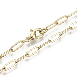 Light Gold Латунные скрепки, изготовление колье из вытянутых удлиненных кабельных цепочек, с карабин-лобстерами , золотой свет, 18.11 дюйм (46 см) в длину, ссылка: 9.6x3.6 mm, Перейти кольцо: 5x1 мм