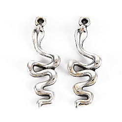 Античное Серебро Сплавочные подвески тибетского стиля, без свинца и без кадмия, змея, античное серебро, 28x9.5x3 мм, отверстие : 1 мм, Около 555 шт / 500 г