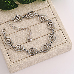 Платина Браслеты-цепочки из сплава со спиральным дизайном для женщин, платина, 6.69 дюйм (17 см)