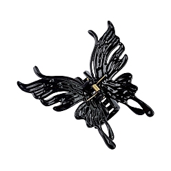 Черный Пластиковые зажимы когтя волос, аксессуары для волос для женщин и девочек, бабочка, чёрные, 105x100x45 мм