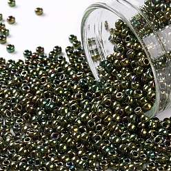 (508) High Metallic Iris Olivine TOHO Round Seed Beads, Japanese Seed Beads, (508) High Metallic Iris Olivine, 11/0, 2.2mm, Hole: 0.8mm, about 1110pcs/bottle, 10g/bottle