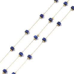 Настоящее золото 18K Ионное покрытие (ip) 304 звенья цепи из нержавеющей стали, Натуральные бусины и катушка из лазурита, пайки, реальный 18 k позолоченный, 4x2.5 мм, около 32.81 футов (10 м) / рулон