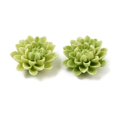 Зеленый лайм Резные бусины из синтетического коралла, цветок, зеленый лайм, 20x19x12 мм, отверстие : 1.2 мм
