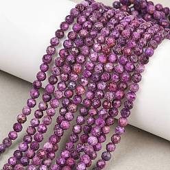 Sugilite Нити из нагретых натуральных бусин сугилита, круглые, граненые, 4 мм, отверстие : 0.7 мм, около 101~102 шт / нитка, 14.96~15.28'' (38~38.8 см)