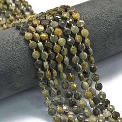 Серебряный Лист Джаспер Природное серебро листьев яшмы бисер нитей, с бисером, граненый ромб, плоско-круглые, 6~6.5x4 мм, отверстие : 0.6 мм, около 51 шт / нитка, 15.43'' (39.2 см)