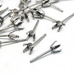 Stainless Steel Color Tarnish Resistant 304 Stainless Steel Stud Earring Findings, Stainless Steel Color, 15x4mm