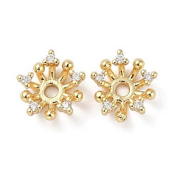 Настоящее золото 18K Колпачки для бусин из прозрачного кубического циркония из латуни, без кадмия, без никеля и без свинца, реальный 18 k позолоченный, 10x9x4.5 мм, отверстие : 1.6 мм