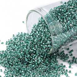 (264) Inside Color AB Crystal/Light Sea Green Lined Toho runde Rocailles, japanische Rocailles, (264) Innenfarbe ab Kristall / helles Seegrün ausgekleidet, 15/0, 1.5 mm, Bohrung: 0.7 mm, ca. 135000 Stk. / Pfund