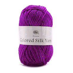 Фуксин Акриловое волокно металлизированная пряжа, для ткачества, вязание крючком, фуксиново-красные, 1 мм, около 131.23 ярдов (120 м) / моток