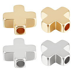 (52) Непрозрачная лаванда 40 шт. 2 цвета латунных бусин, крестик, разноцветные, 8x8x3 мм, отверстие : 1.4 мм, 20 шт / цвет