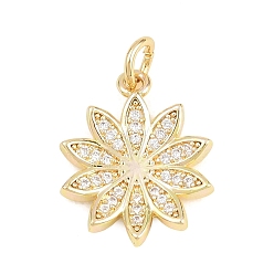 Настоящее золото 18K Подвески из латуни с микро-паве ко Дню святого Валентина, прозрачные циркониевые подвески, без кадмия и без свинца, , реальный 18 k позолоченный, 17.5x14.5x3 мм, отверстие : 3.5 мм