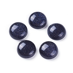 Blue Goldstone Synthetic Blue Goldstone Cabochons, Dyed, Half Round, 14~14.5x5~5.5mm