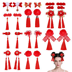 Mixed Shapes 12 пары 12 стили заколки для волос из полиэстера и кожи аллигатора на тему Нового года, аксессуары для волос для женщин и девочек, с железной фурнитурой, разнообразные, 29~143 мм, 1 пара / стиль