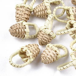 Лимонный шифон Тростниковая подвеска из тростника / ротанга ручной работы, для изготовления соломенных сережек и ожерелий, корзина, лимонный шифон, 20~30x12~13 мм