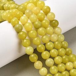 Лимонный Нефрит Натурального лимонного нефрита раунд из бисера пряди, 8~8.5 мм, отверстие : 1 мм, около 45~47 шт / нитка, 15 дюйм
