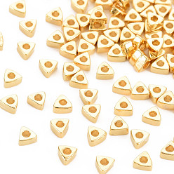 Real 18K Gold Plated Rack Plating Brass Beads, Nickel Free, Triangle, Real 18K Gold Plated, 3x3x1.5mm, Hole: 1mm