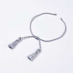 Светлый Стально-синий Изготовление браслетов из полиэстера своими руками, с кисточкой, светло-стальной синий, 10-7/8 дюйм (275 мм), 2 мм, отверстие: 2 мм, кисточки: 23x6 мм