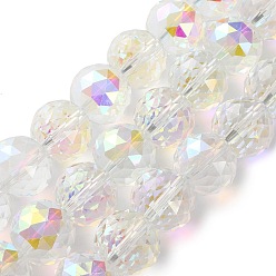 Прозрачный АВ Прозрачные стеклянные бусины гальваническим пряди, круглые, с половиным покрытием цвета радуги, граненые, ясно AB, 19.5x17.5 мм, отверстие : 2.3 мм, около 20 шт / нитка, 14.09 дюйм (35.8 см)