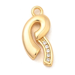 Letter R Латунные микро проложить кубического циркония подвески, без никеля , реальный 18 k позолоченный, Буква R, 16x8x3 мм, отверстие : 1.6 мм
