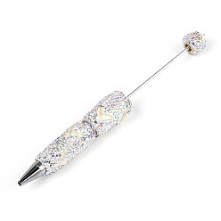 Бежевый Шариковая ручка с рисунком рыбьего хвоста из смолы и полимерной глины, украшенная стразами, железная ручка из бисера, для индивидуальной ручки с ювелирными бусинами, бежевые, 148.5~151x15~19 мм