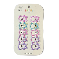 Медведь 10 шт. 5 цвета, узор в клетку, эпоксидная смола, заколка для волос, с железным зажимом, аксессуары для волос для девочек, медведь, 31.5x23.5x3.5 мм, 2 шт / цвет