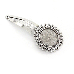 Античное Серебро Заколка для волос из сплава с круглыми пустыми подставками, настройки кабошонов безеля, античное серебро, внутренний диаметр: 20 мм