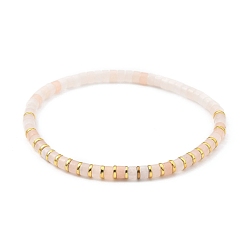 Розовый Авантюрин Браслеты из натурального розового авантюрина стрейч из бисера, с гальваническими немагнитными бусинами из синтетического гематита, плоско-круглые, внутренний диаметр: 2-1/4 дюйм (5.8 см)