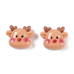 Олень Рождественские кабошоны из непрозрачной смолы для декодирования, олень, 11x13.5x6 мм
