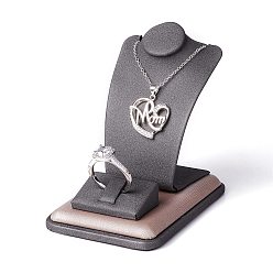 Серый Деревянные гвоздики с ожерельями из искусственной кожи, с губкой и бумажной карточкой, серые, 6.3x9.1x8.9 см