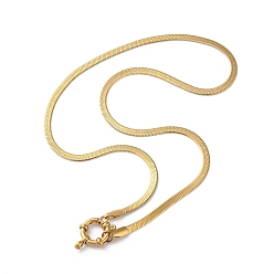 Oro 316 collares con colgante de anillo de acero inoxidable quirúrgico, con cadenas de espina de pescado, dorado, 15.75 pulgada (40 cm)